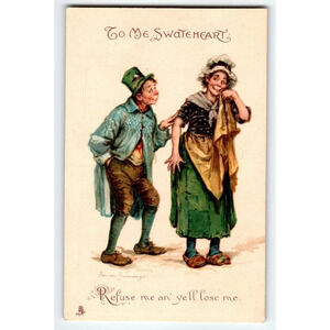 Raphael Tuck Vintage Valentine Postcard To Me Sweetheart 1910s Frances Brundage